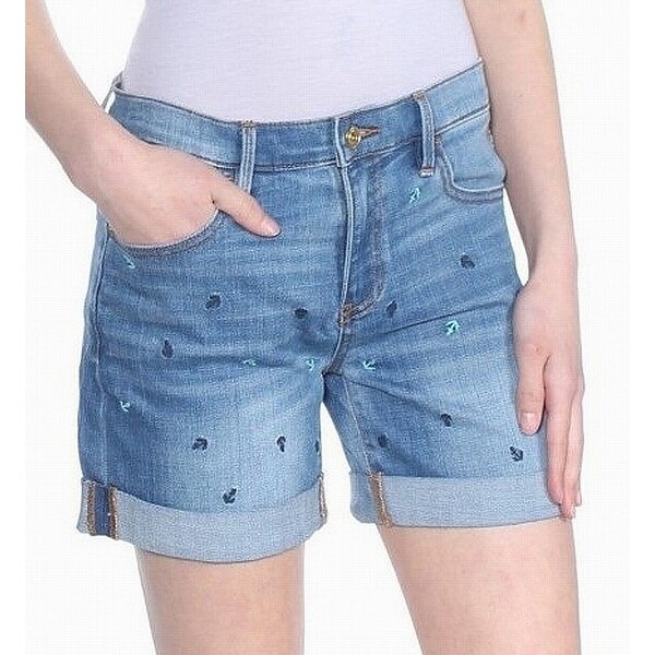 embroidered denim shorts womens