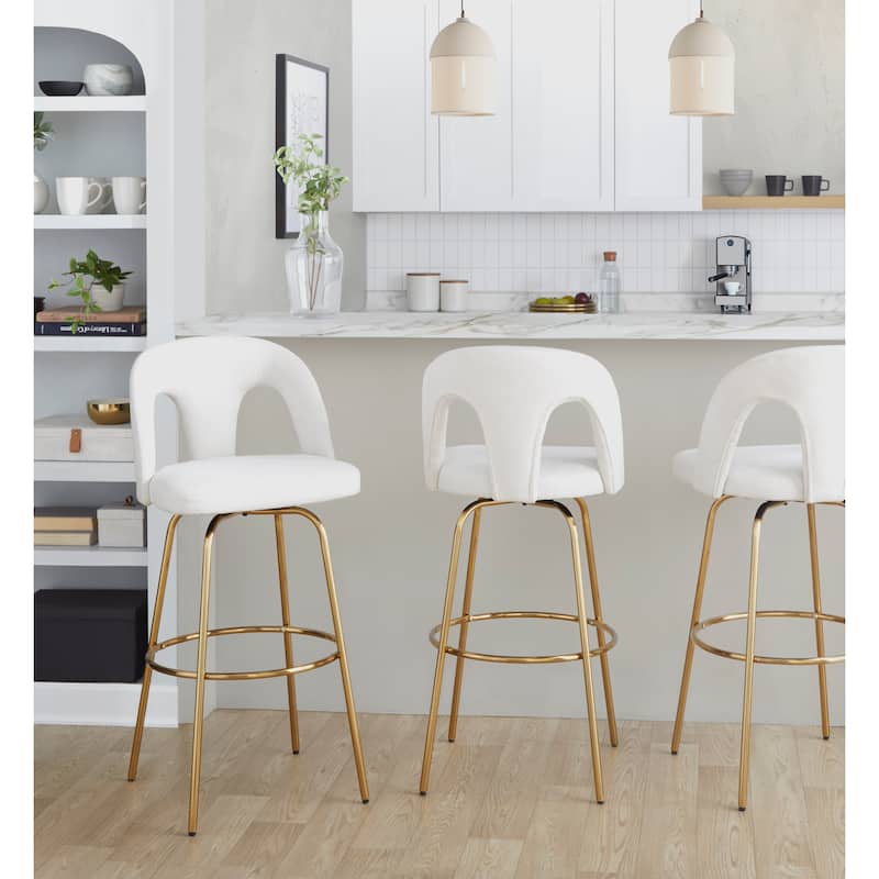 Ava Upholstered 30" Fixed-Height Barstool - Set of 2