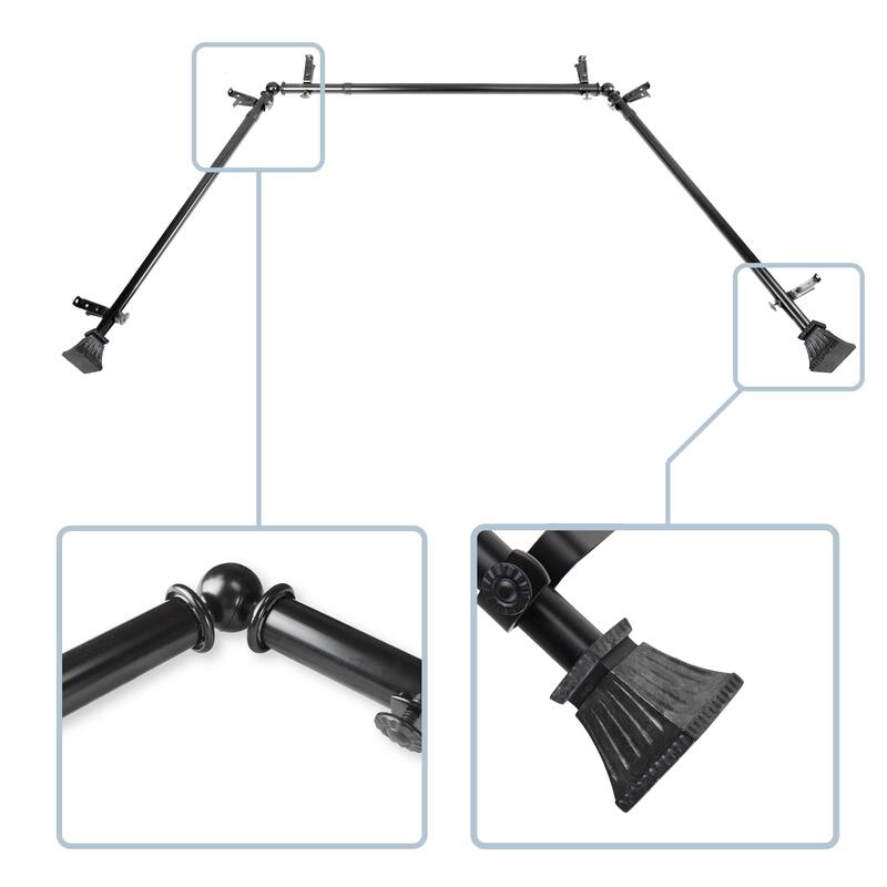 InStyleDesign Marlene 13/16" Bay curtain rod 20"-36", 38"-72" - Black
