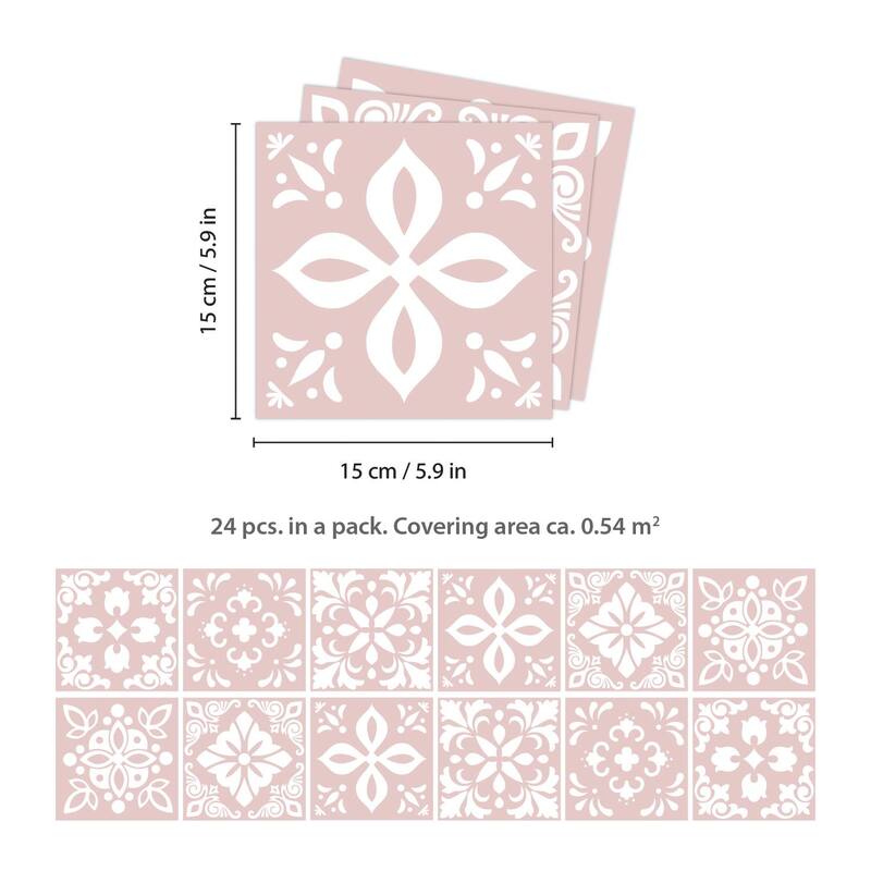 Walplus Sevilla Ligh Pink Spanish Wall Tile Sticker Peel and Stick
