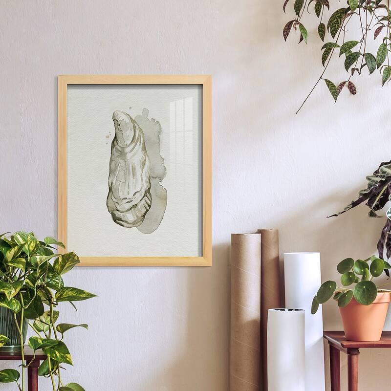 Oysters on the Bay I -Framed Print w/glass-Cherry Red