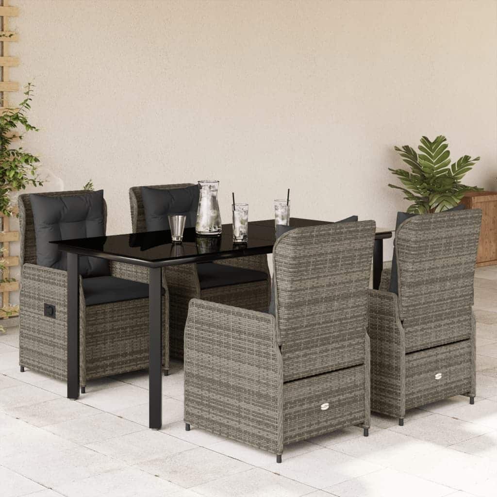 vidaXL Garden Dining Set Grey - 63" x 31.5" x 29.1"/ 4