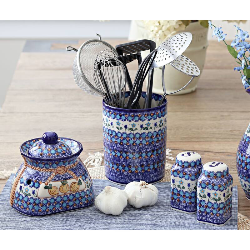 Blue Rose Polish Pottery 382 Vena Utensil Jar