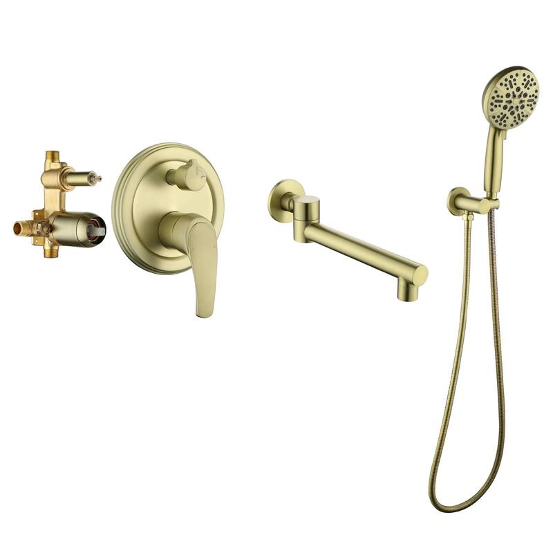 Wall Mounted Tub Filer With Hand Shower Single Handle Tub Faucet With sprayer Modern Bathtub Faucet Set With Tub Spout And Valve