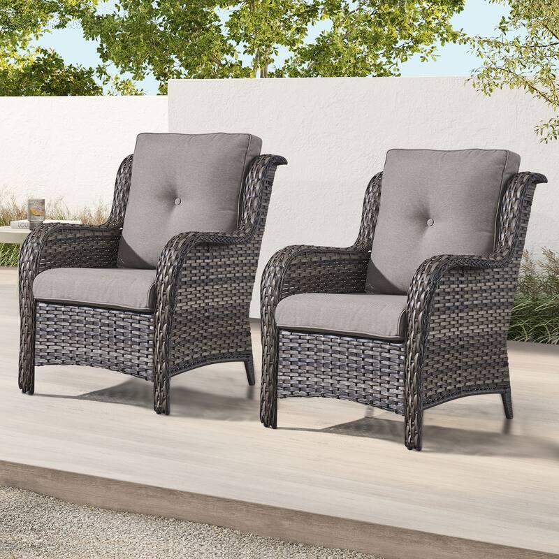 Gymojoy Outdoor Furniture Set Patio Wicker Chairs Set of 2 - Grey/Grey