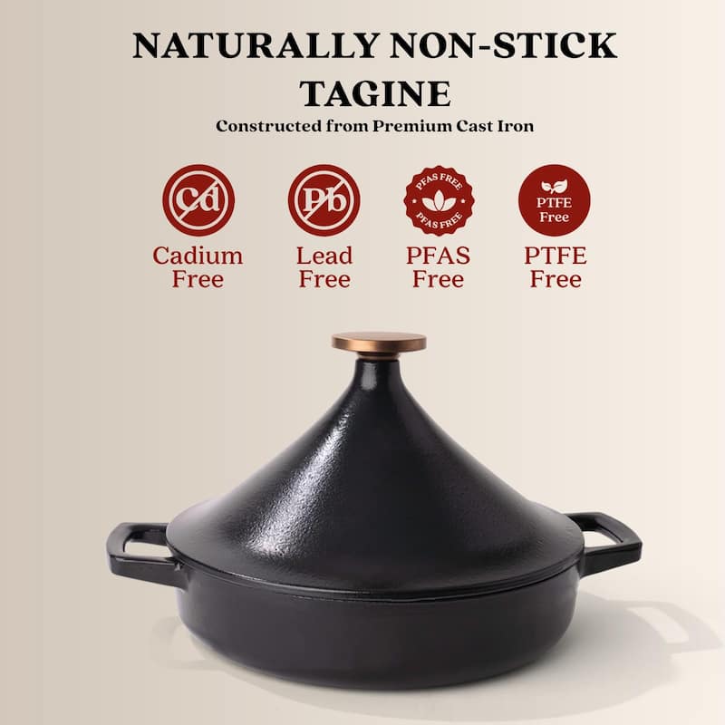 Alva Nori 3 Qt. Enameled Cast Iron Tagine Pot - 11" Black
