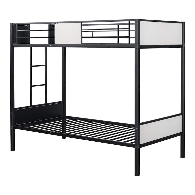 Furniture of America Jown Modern Two-Tone Metal Bunk Bed with Attached Side Ladder