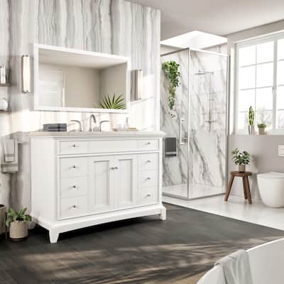 Eviva Elite Stamford 42 inch White Bathroom Vanity with White Carrara Quartz Countertop
