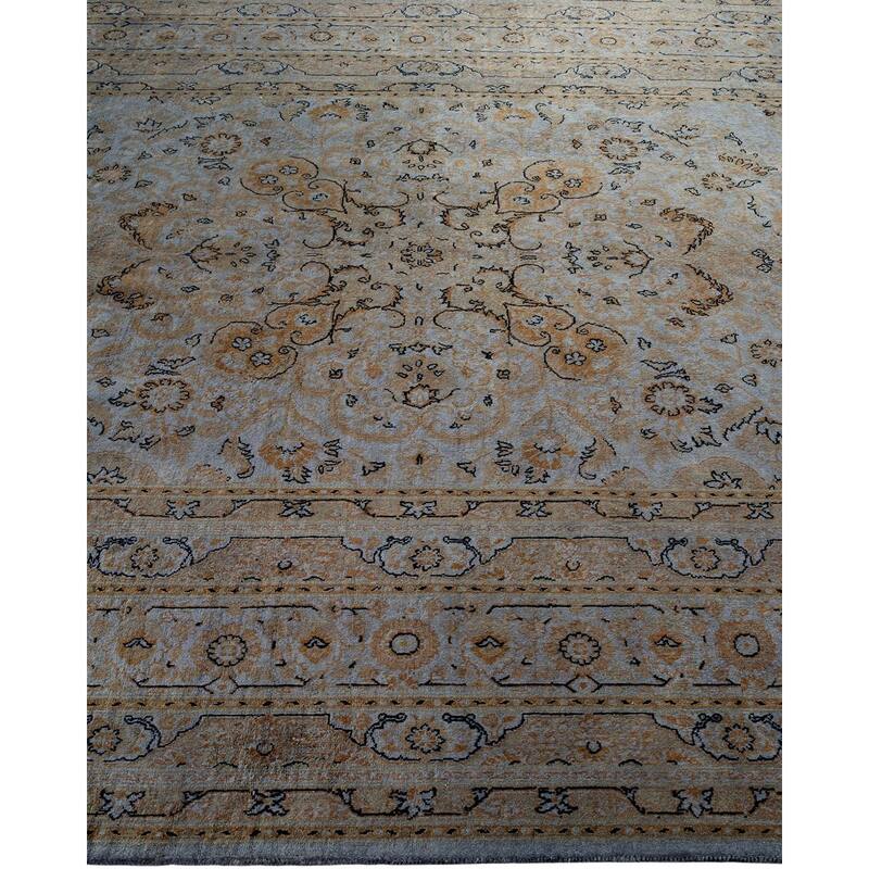 Overton Hand Knotted Wool Vintage Inspired Modern Contemporary Overdyed Gray Area Rug - 6' 1" x 9' 5"