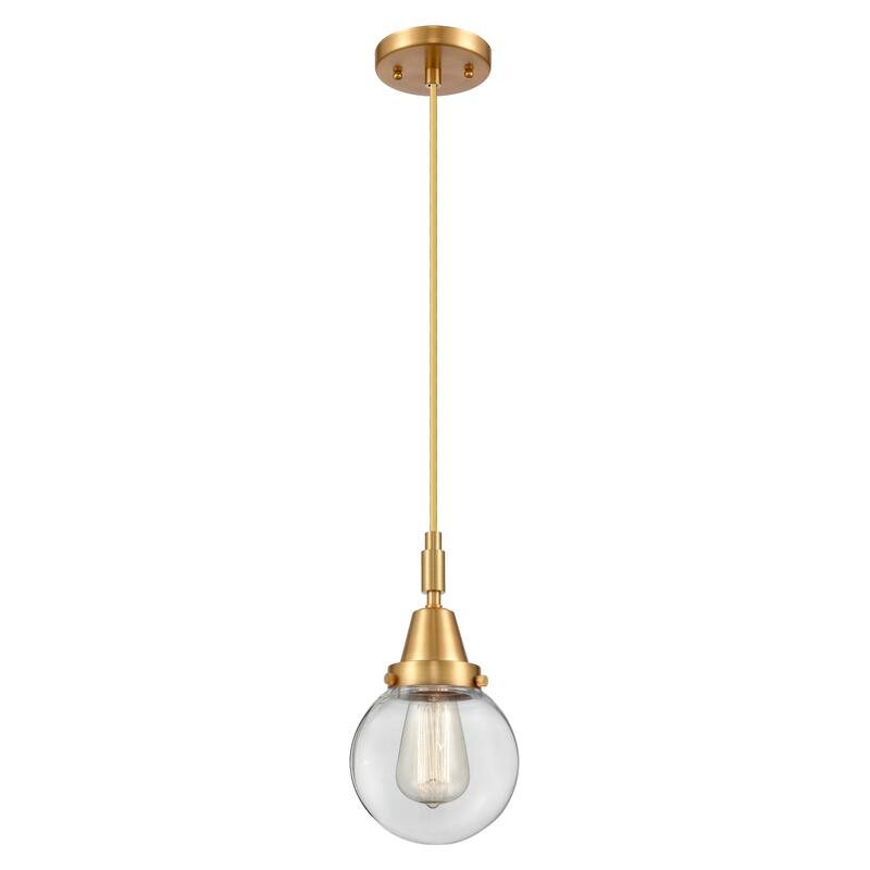 Innovations Lighting Downtown Urban - Caden Beacon - 1 Light 6" Cord Hung Mini Pendant - Satin Gold/Clear Shade