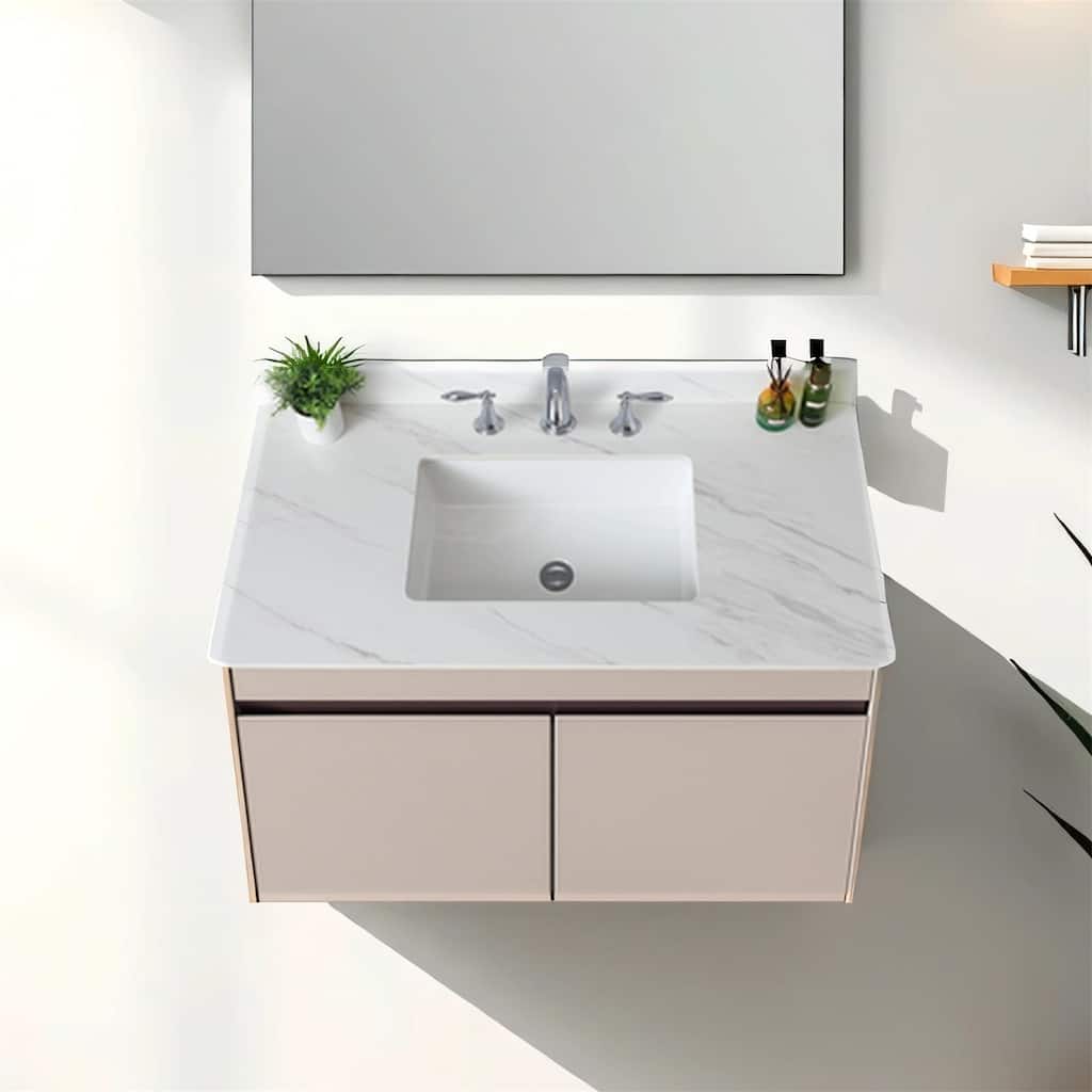 37" Marble Vanity Top with 3 Pre-drilled Faucet Holes, Undermount Sink