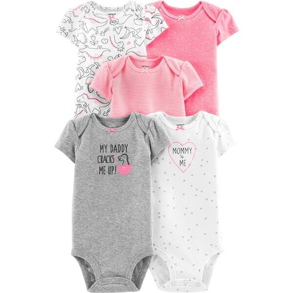 Shop Carter S Baby Girls 5 Pack Bodysuits Pink Dino Overstock