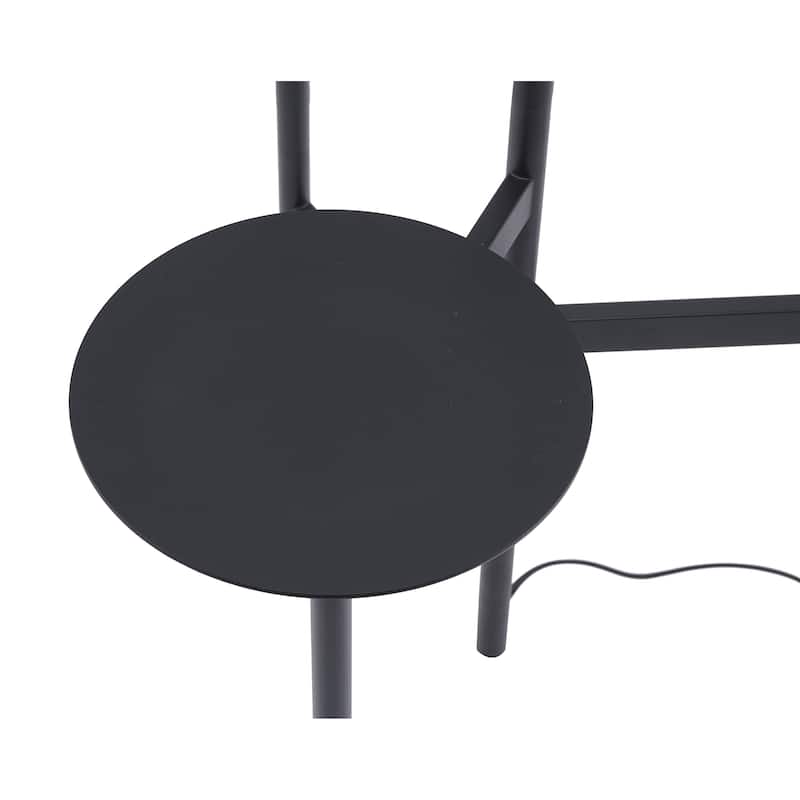 Modern 1-Light Black Iron LED Floor Lamp With A Shade - N/A