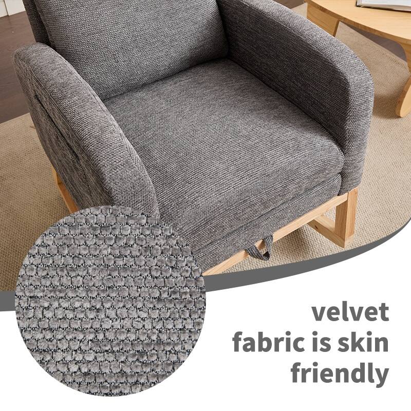 Anmytek Soft Teddy Upholstered Nursery Glider Rocking Chair Comfortable Modern Accent Armchair