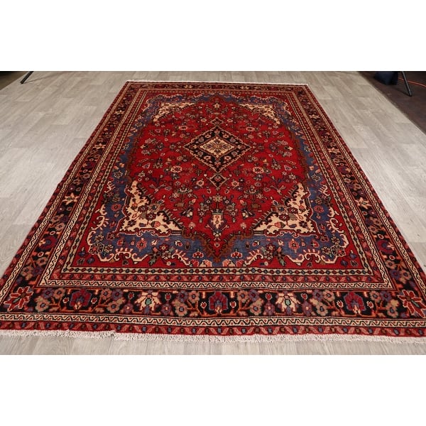 Floral Hamedan Persian Red Living Room Area Rug Wool Hand Knotted 6 7 X 9 8 On Sale Overstock 31502011