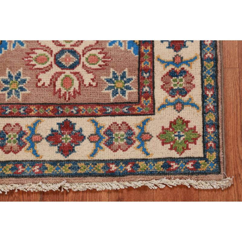 Geometric Kazak Accent Foyer Rug Hand-Knotted Wool Carpet - 2'0"x 3'0"