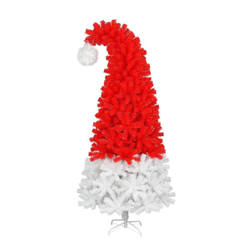 6-Foot Artificial Santa Hat Christmas Tree with Bendable Branches - Unique Holiday Decoration for Home or Office