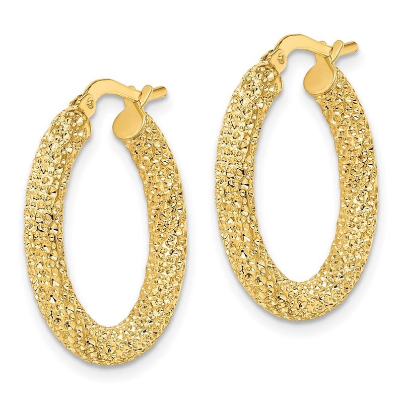 Curata 14k Yellow Gold Sparkle Cut Hoop Earrings - 23.6x22.4mm
