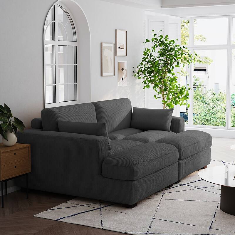 Navaeh Corduroy Modular Sectional Sofa Large Couch Sleeper Chaise