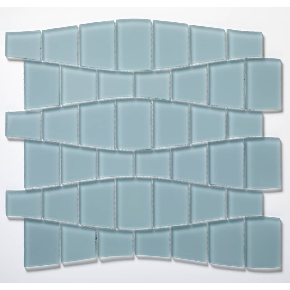 Ripple 11 in. x 12 in. Geometric Glass Mesh-Mounted Mosaic Wall Tile
