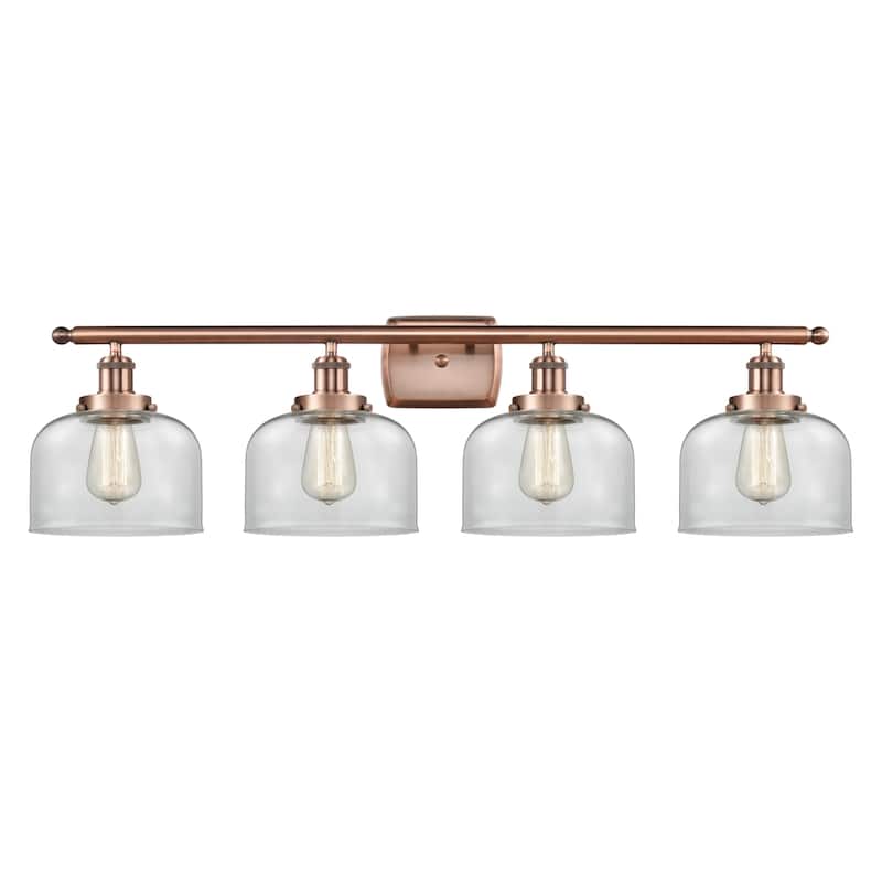 Innovations Lighting 916-4W-11-38 Bell Vanity Bell 4 Light 38" Wide - Antique Copper / Clear