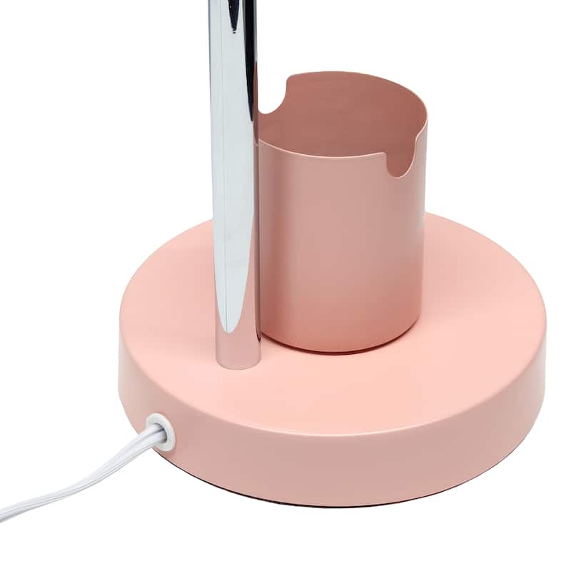 Adjustable Metal Desk Lamp with Organizer Base and Chrome Gooseneck Arm Modern Task Lighting Multiple Colors