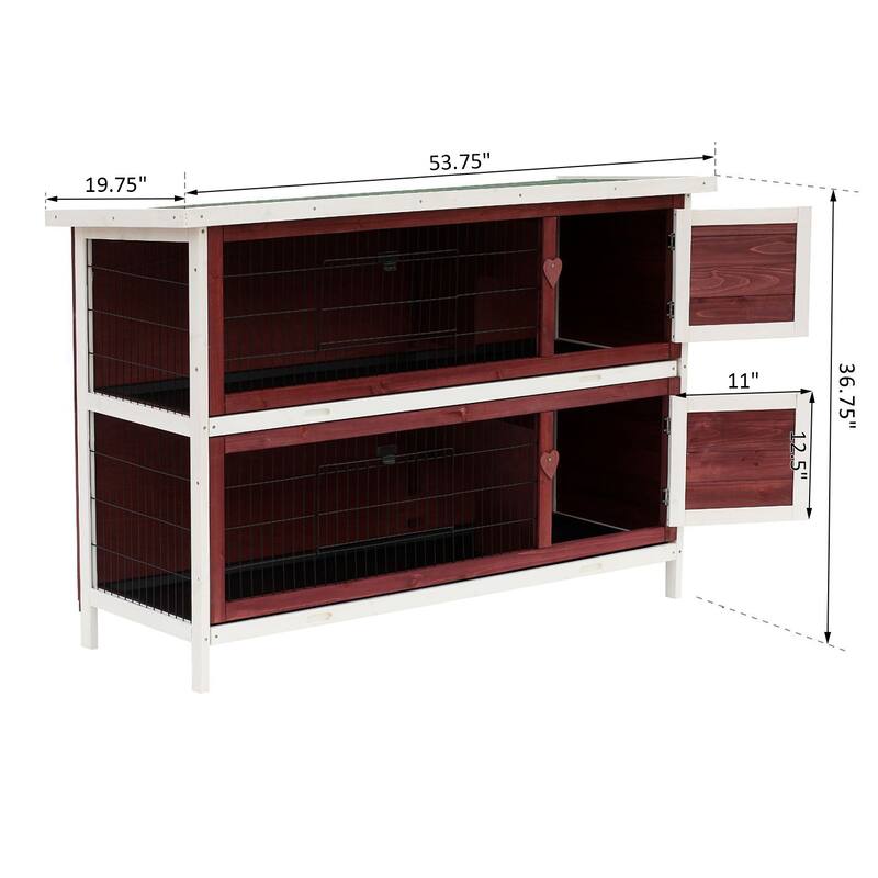 Pawhut 54-inch 2-tier Wood/Wire Rabbit Hutch