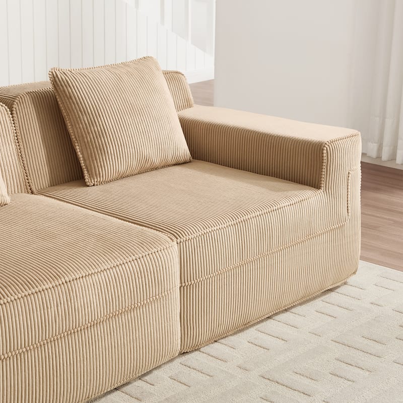 GDFStudio - Modular Corduroy Boneless Cloud 81" Loveseat with Deep Seat