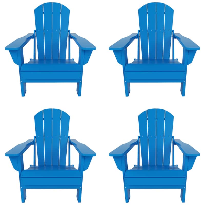 POLYTRENDS Laguna Folding Poly Eco-Friendly All Weather Outdoor Adirondack Chair (Set of 4) - Pacific Blue