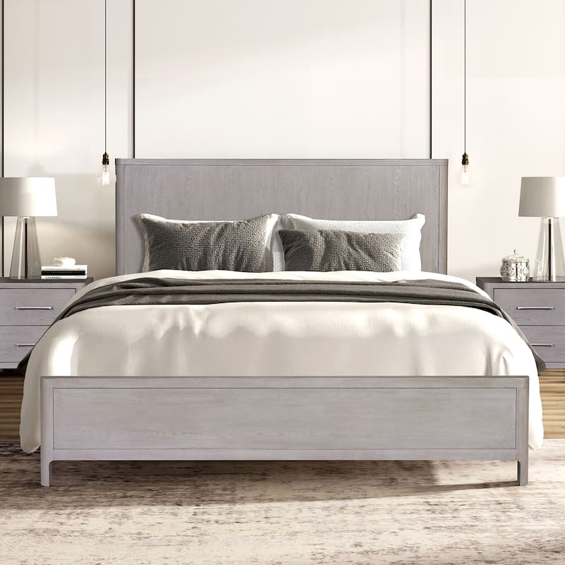 Furniture of America Rensite Modern Oak Solid Wood Panel Bed