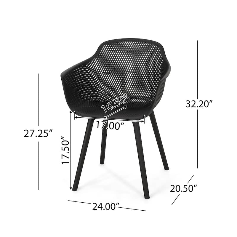 Roomfitters Modern Outdoor Armchairs with Perforated Back and Curved Seat, Lightweight Patio Seating, Set of 2