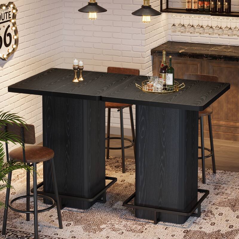 High Wood Bar Table, Bistro Pub Table, Dining Coffee Cocktail Living Room Accent Pub Desk