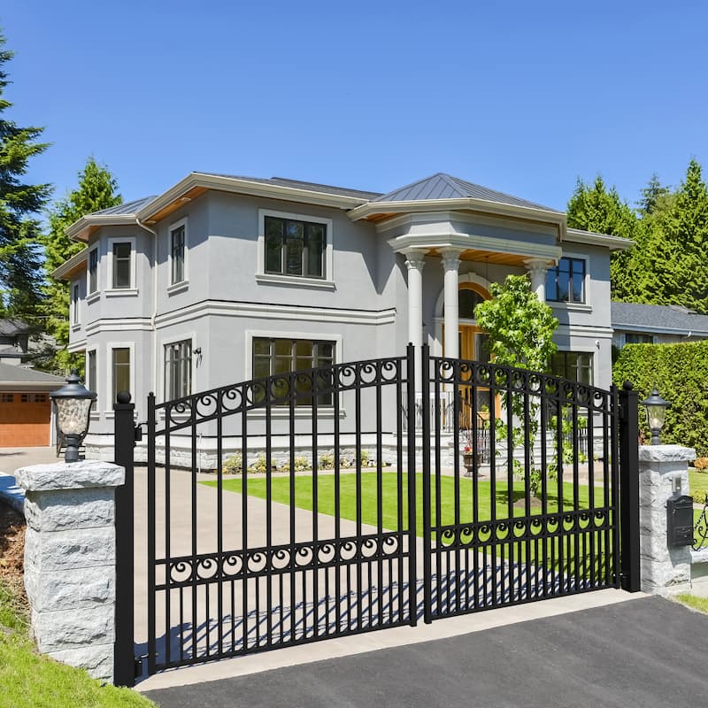 ALEKO Paris Style Ornamental Steel Dual Driveway Gate 12 ft x 6 ft Black
