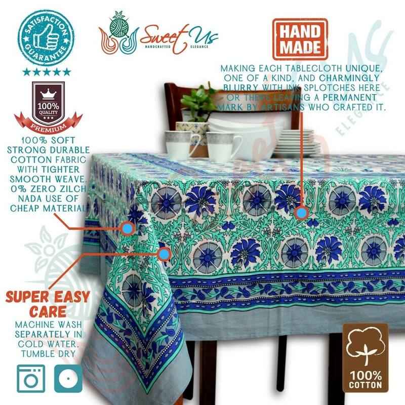 Cotton Floral Tablecloth Rectangle Dining Linen Collection