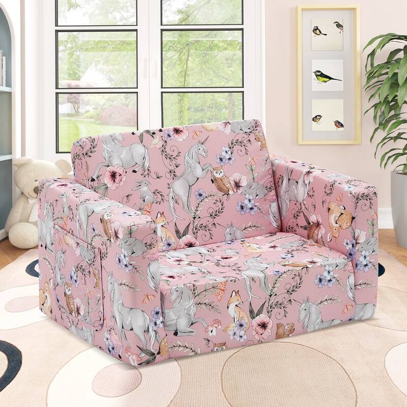 Kids Sofa, Children's 2 in 1 Convertible Sofa to Lounger