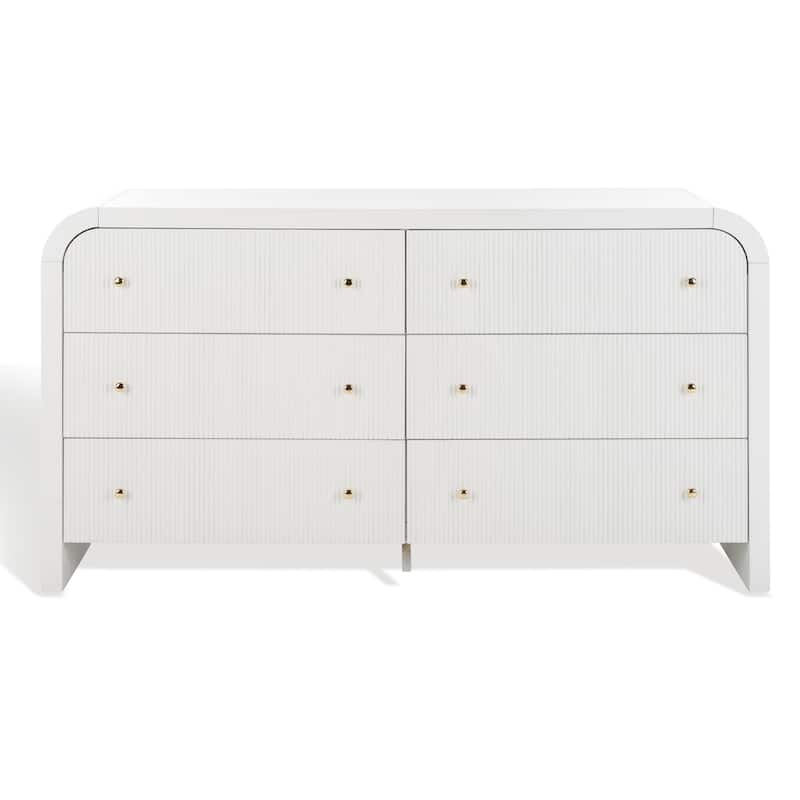SAFAVIEH Couture Nuriye 6 Drewer Curved Dresser - White/Gold