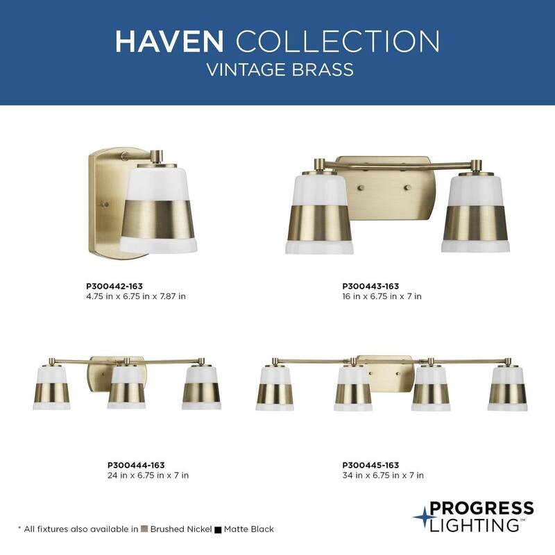 Haven Collection Three-Light Vintage Brass Opal Glass Luxe Industrial Bath Light - 24 in x 6.75 in x 7 in