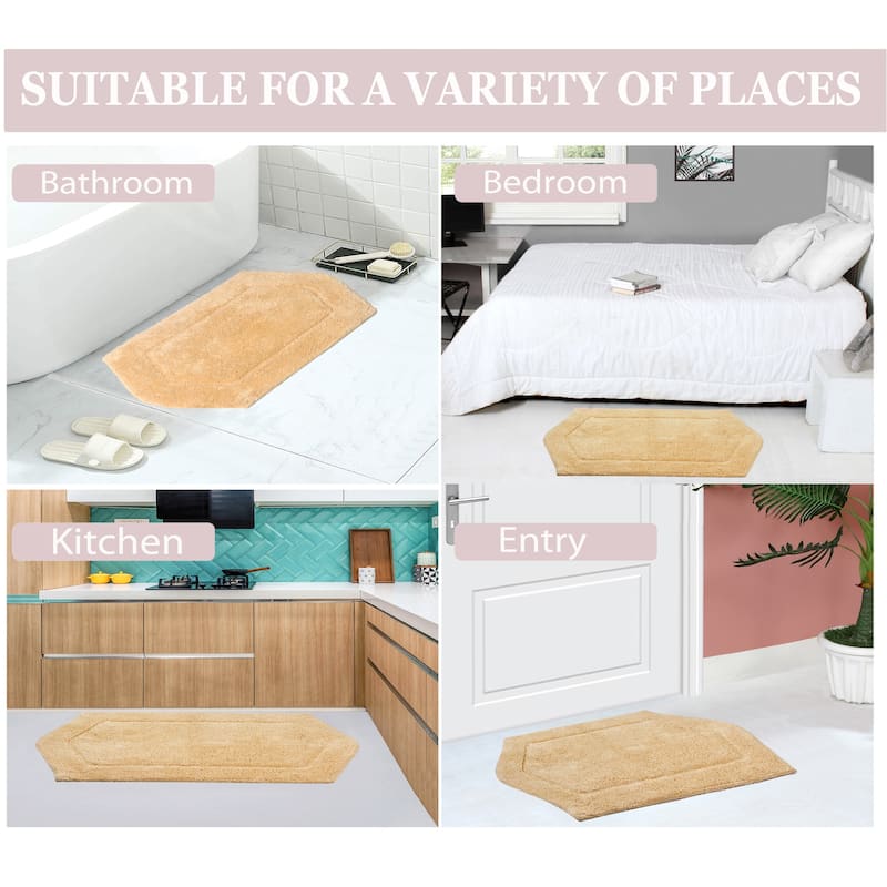 Waterford Collection 100% Cotton Non-Slip Bathroom Rug Set, Machine Washable Bath Rug, 5 Piece Bath Mat Set with Contour