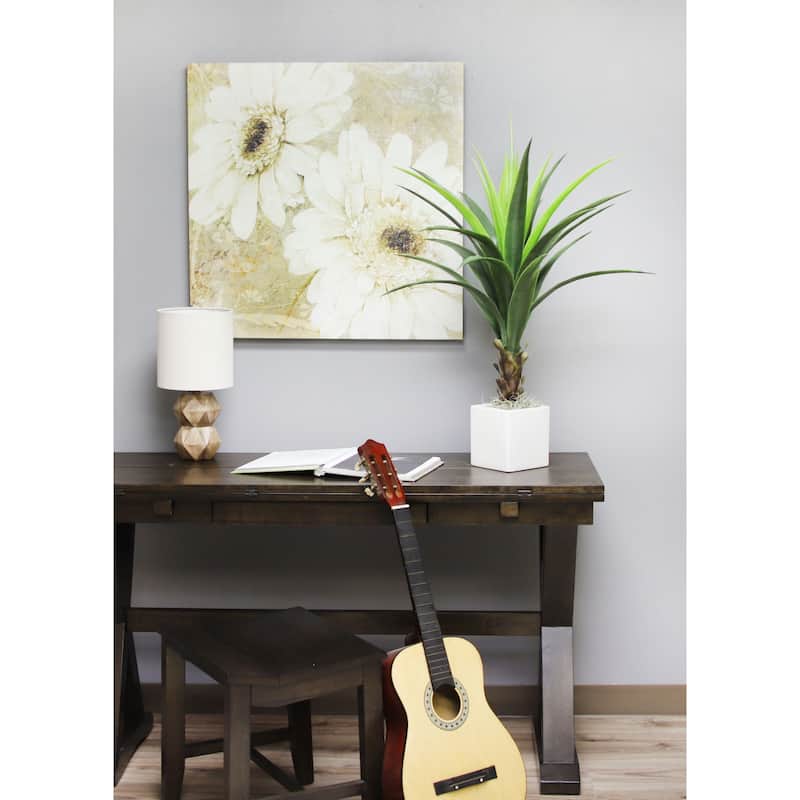 The Mod Greenhouse Faux Green Agave Plant in a Black Matte Planter Pot - 36 - 36