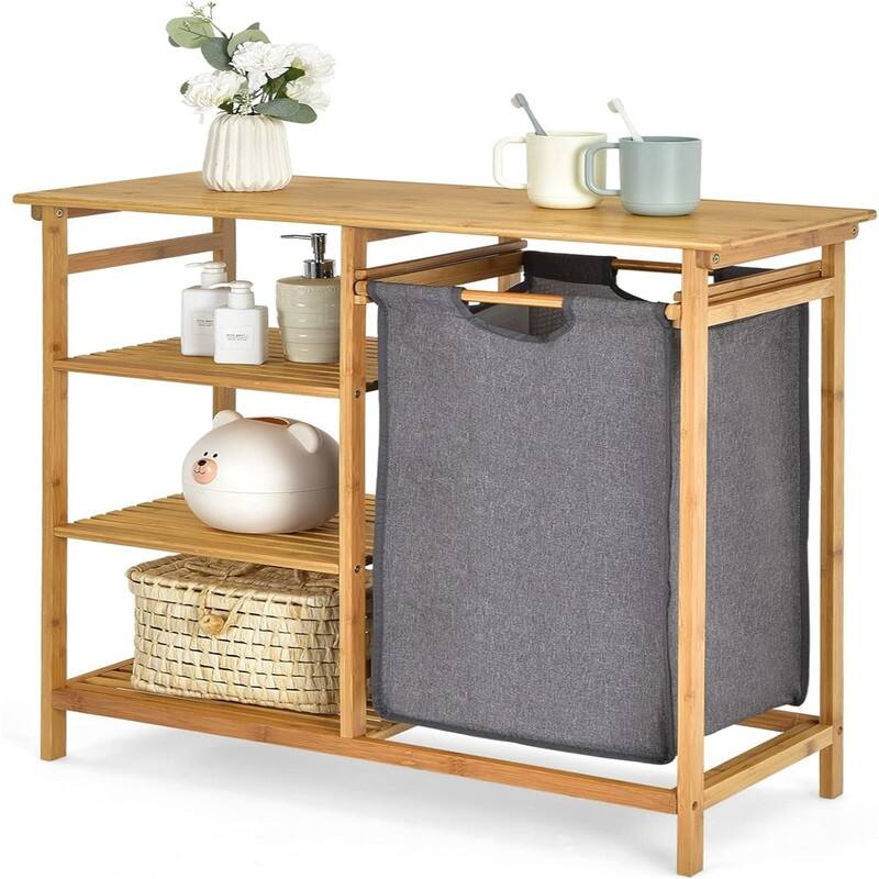 Bamboo Laundry Hamper Stand - 31.5"L x 13.5"W x 32"H - 31.5"L x 13.5"W x 32"H - Natural