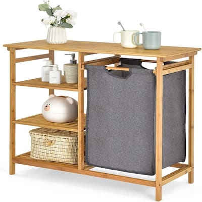 Bamboo Laundry Hamper Stand - 31.5"L x 13.5"W x 32"H
