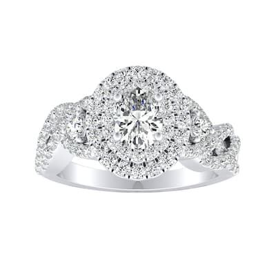 Auriya 14k Gold 1 3/8ctw Braided Oval-cut Halo Diamond Engagement Ring (I-J, I1-I2)