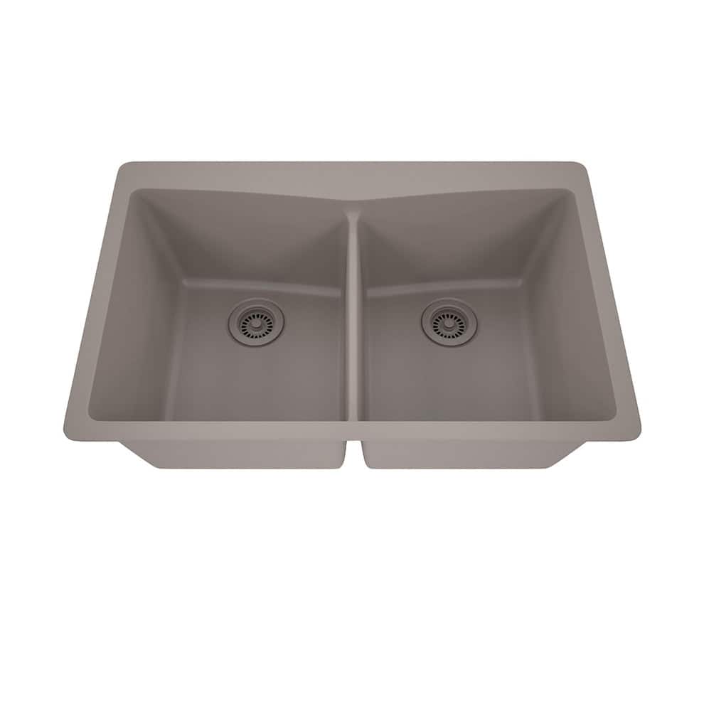 33 Inch Lexicon Platinum Quartz Composite Drop-in Undermount Double Bowl Galaxy Concrete Kitchen Sink LP-800TM-C-SO