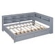 preview thumbnail 23 of 43, USB Ports on L-Shape Storage Headboard Bed Frame, Wooden DayBed Sofa Bed, Wooden Slat Platform Bed with 2 Drawers