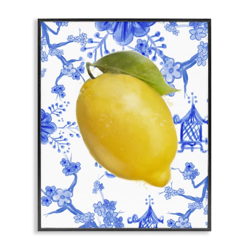 Stupell Lemon Over Chinoiserie Framed Giclee Art Design By Matthew Piotrowicz - 16 x 20 - Black