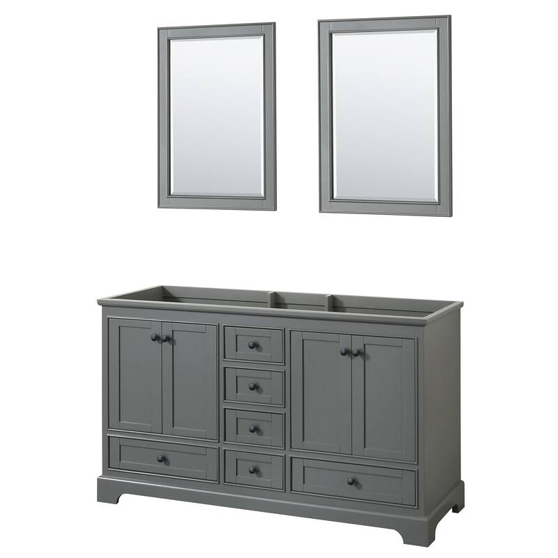 Wyndham Collection Deborah 59-1/4" Free Standing Double Wood Vanity - Dark Gray / Matte Black Hardware