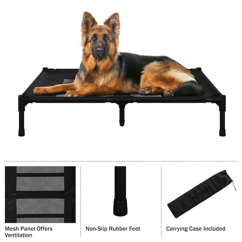 Petmaker Steel Frame Elevated Dog Bed with Non-Slip Feet - Indoor/Outdoor Puppy Cot for Pets