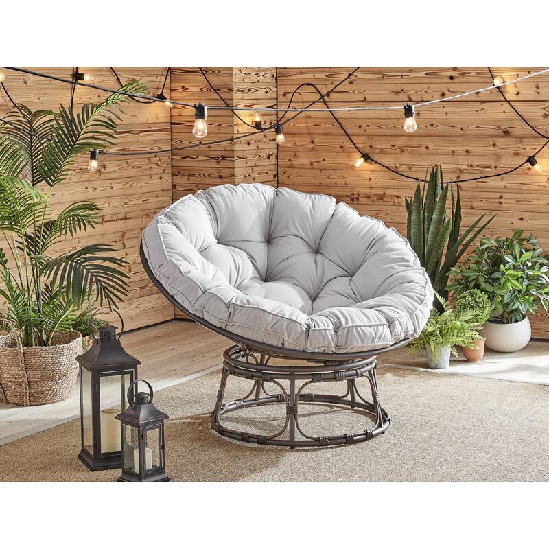 Cosy Moon Garden Chair Wicker Outdoor Chaise Lounge with Beige Cushion 350lbs Capacity Patio