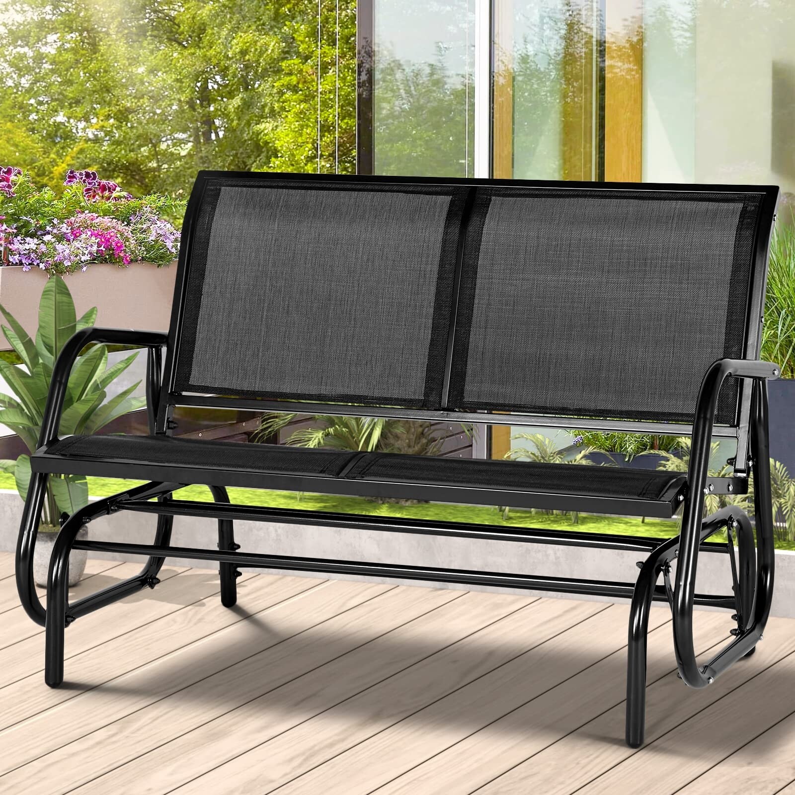 AECOJOY 2 Person Outdoor Glider Bench Loveseat Chair for Garden On Sale Bed Bath Beyond 37276779