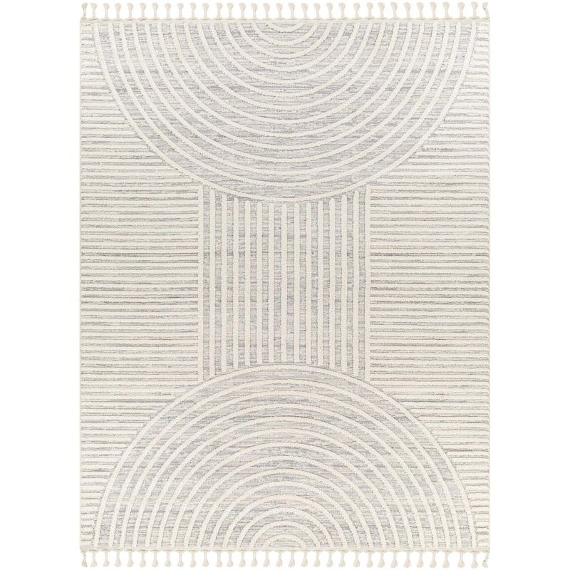 Livabliss Amarina Modern Geometric Area Rug - 6'7" x 6'7" - Gray/Ivory - Square
